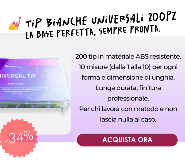 💅 TIP BIANCHE UNIVERSALI 200 PZ La base perfetta, sempre pronta. 200 tip in materiale ABS resistente. 10 misure (dalla 1 alla 10) per ogni forma e dimensione di unghia. Lunga durata, finitura professionale. Per chi lavora con metodo e non lascia nulla al caso.