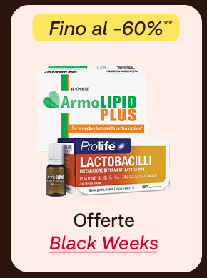 „Banner con prodotti solari Avène e La Roche-Posay SPF 50. Bollino giallo: ‘Fino al -60%.’ Testo: ‘Offerte Black Weeks.’ Sfondo lilla chiaro.“