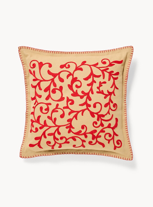 Cuscino 45x45 in cotone con ricamo a catenella Cuscino 45x45 in cotone con ricamo a catenella