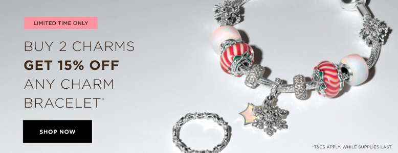 Buy 2 charms, get 15% off any charm bracelet
