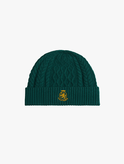 Berretto in maglia intrecciata con stemma TH