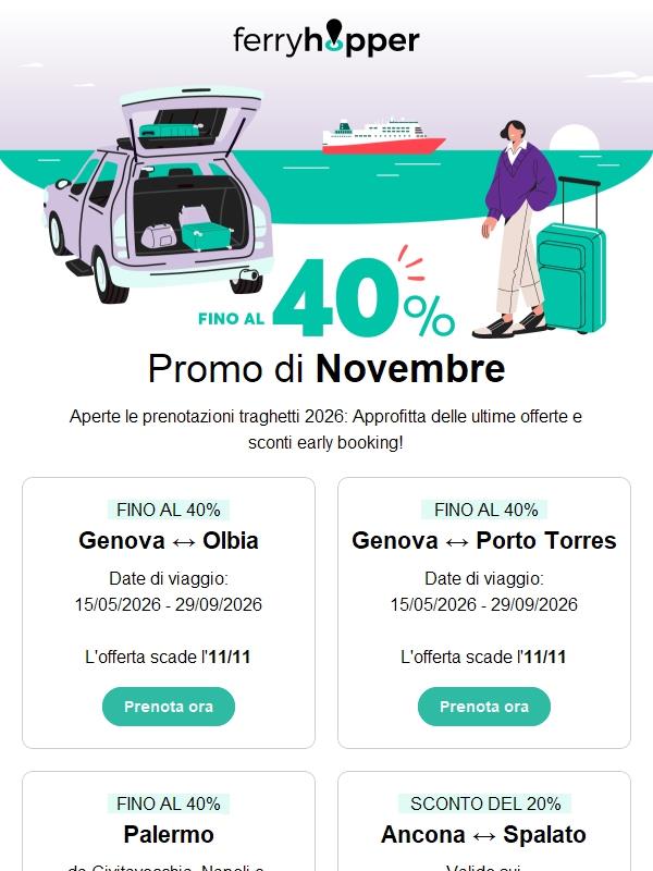 🚢 Sconti di Novembre fino al 40%