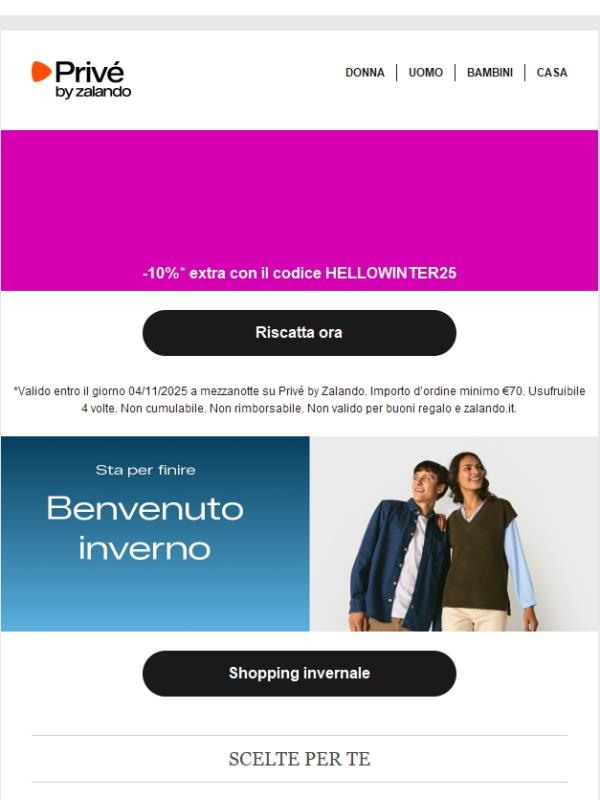 Sta per finire: acquista Benvenuto inverno con un 10%** extra