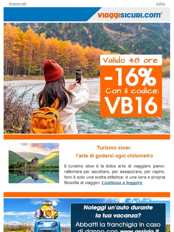 -16% sulle polizze e turismo slow