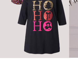 Maglia dal taglio lungo e svasato con "Ho-Ho-Ho", scollo a V e maniche lunghe