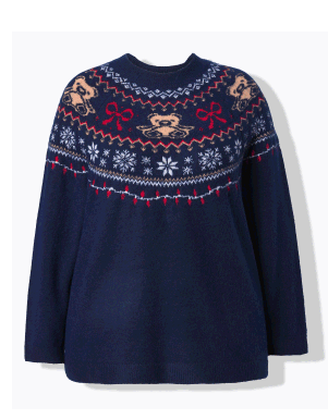 Maglione natalizio in stile norvegese con collo alto e maniche lunghe