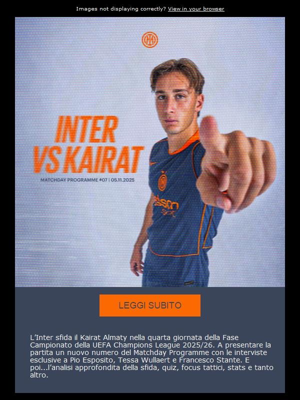 Pio Esposito si racconta nel Matchday Programme!