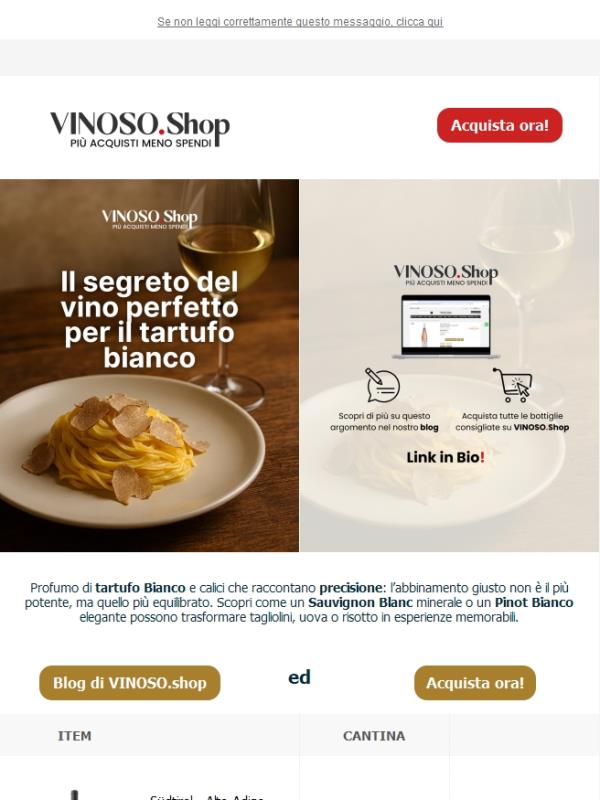 🥂💫  VINOSO | Profumo di tartufo Bianco e calici che raccontano precisione