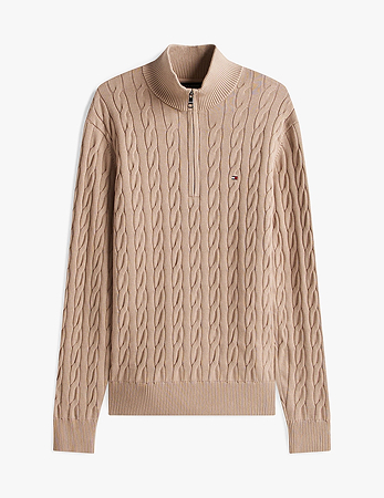 Pullover in pura lana con mezza zip