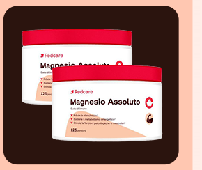 „Banner con barattoli Redcare Magnesio Assoluto gusto limone. Sfondo marrone scuro con base salmone.“ „Banner con barattoli Redcare Magnesio Assoluto gusto limone. Sfondo marrone scuro con base salmone.“