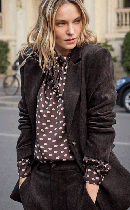 Giacca blazer in velluto color cioccolato