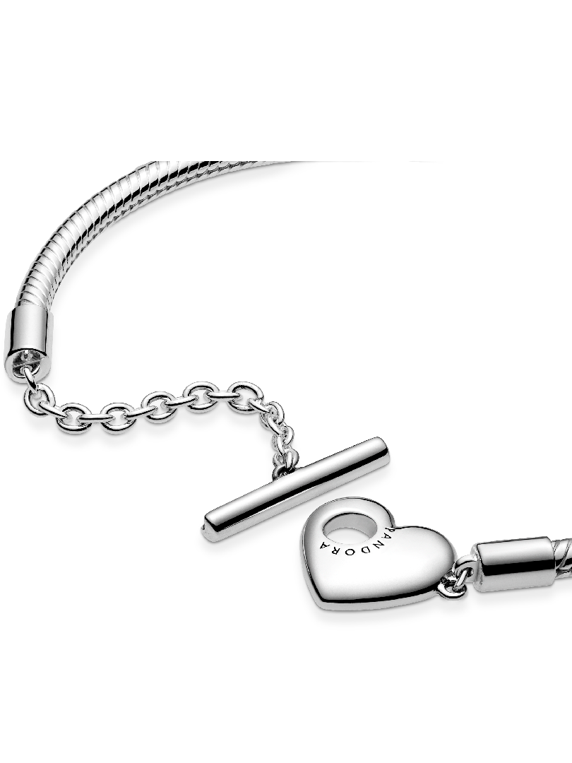 Pandora Moments Heart T-Bar Snake Chain Bracelet