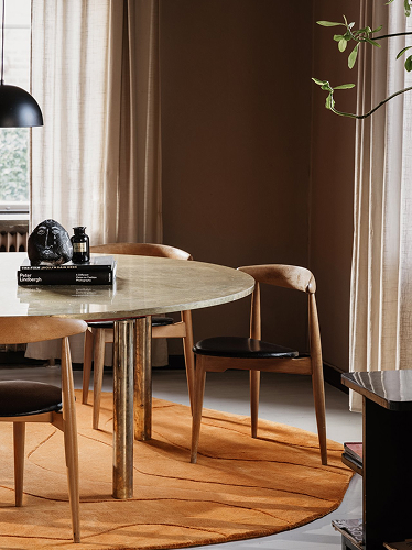 Orange odd shaped modern rug