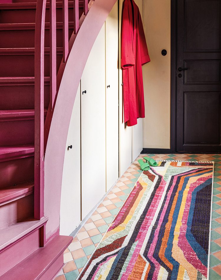 Colourful berber rug in a hallway