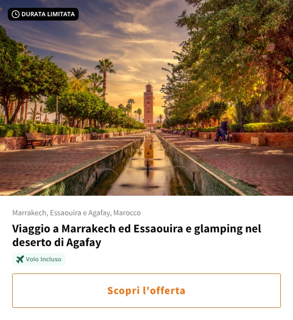 Viaggio a Marrakech ed Essaouira e glamping nel deserto di Agafay