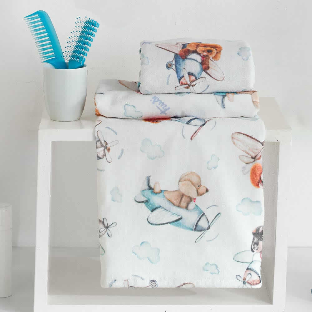 Image of SET ASCIUGAMANO E OSPITE BABY AIRPLANE TRUDI