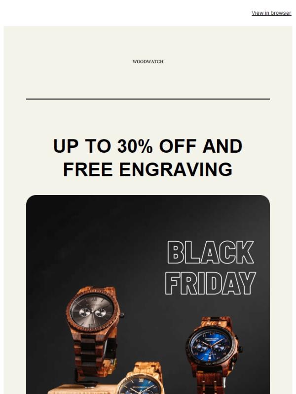 Make it personal this Black Friday 🖤 Up to 30% off + free engraving