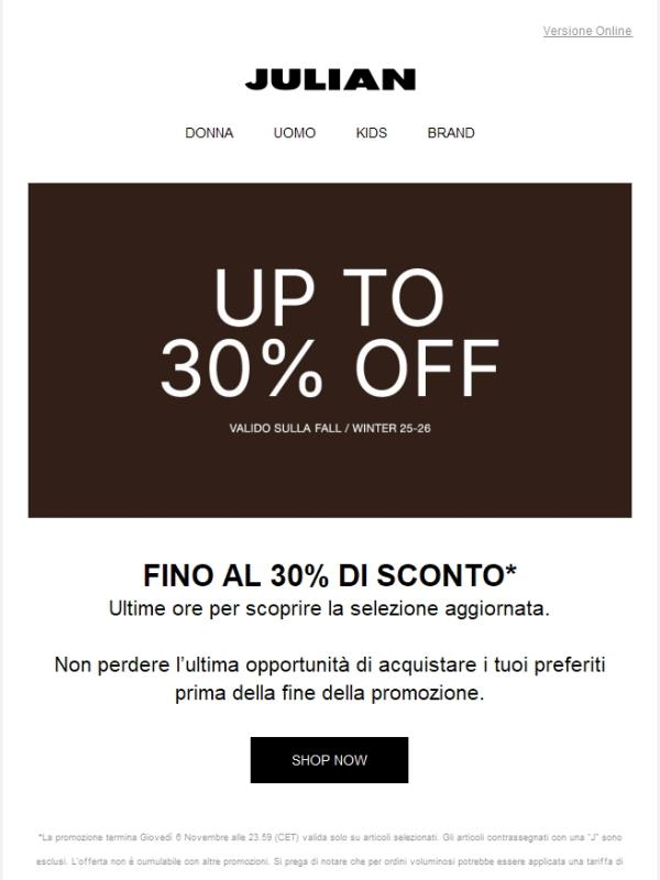LAST CALL | Fino al 30% di sconto - termina oggi!