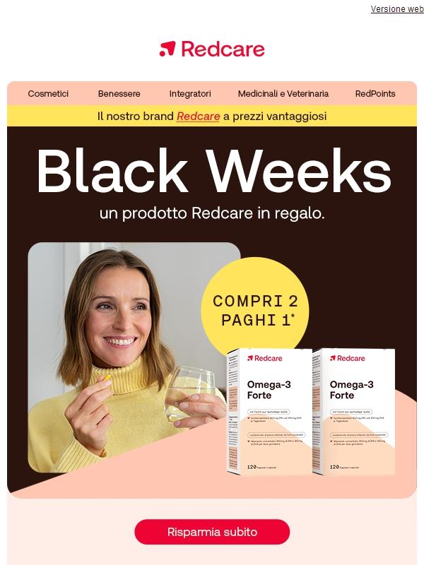 ✋🏽 Black Weeks: 2 prodotti Redcare al prezzo di uno solo!