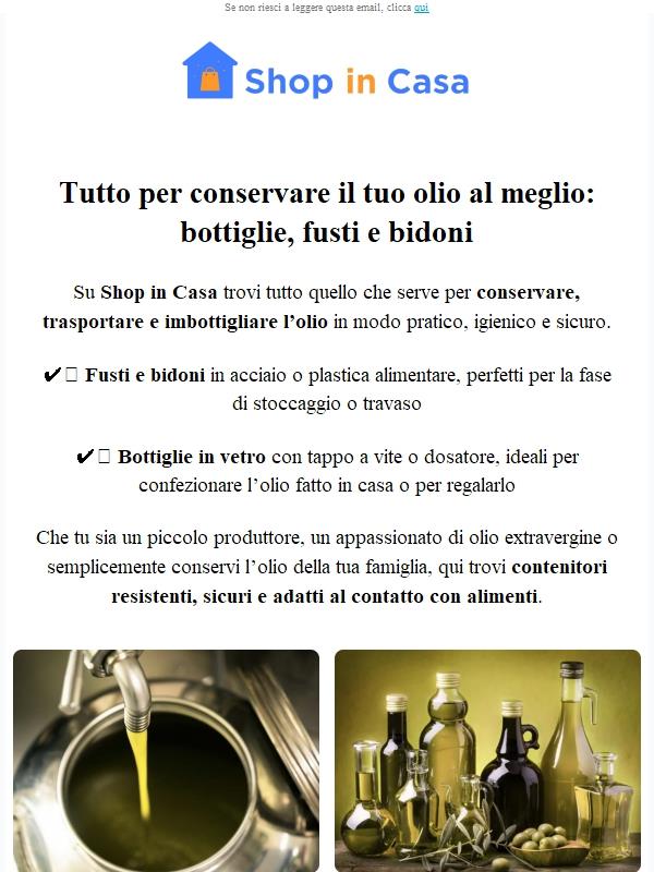 🫒 Bottiglie per olio e fusti in acciaio: zero sprechi, massima qualità