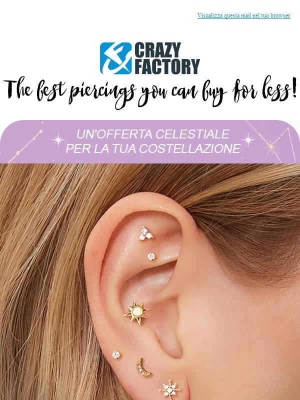 ✨ Speciale orecchie: 25% su tutto quello che ti serve per la tua costellazione di piercing,