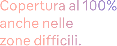 Copertura al 100% anche nelle zone difficili.