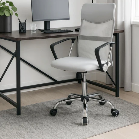 Sedia da Ufficio Ergonomica Poltrona Girevole con Braccioli, Altezza Regolabile