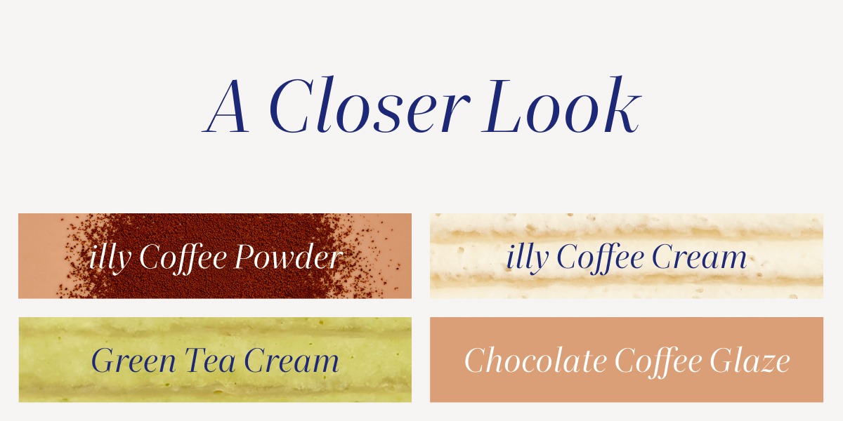 Can of illy coffee on a counter with a woman carrying an illy travel mug