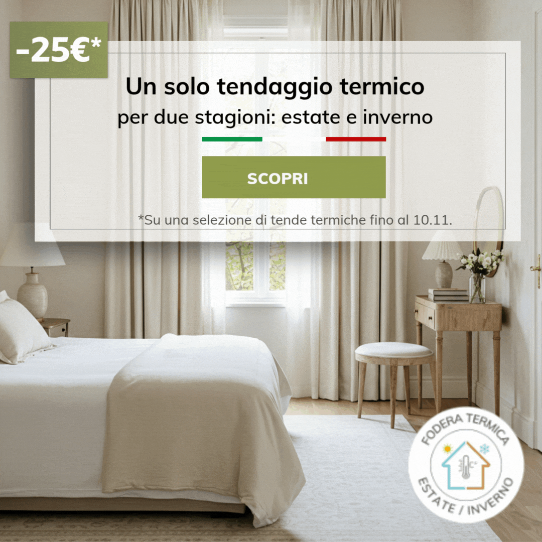 Tende con fodera termica per una camera luminosa