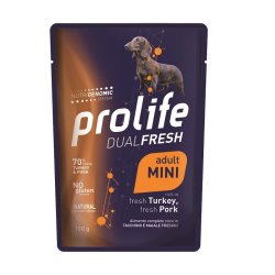 Image of Prolife Adult Mini Tacchino e Maiale 100g umido cane dual fresh