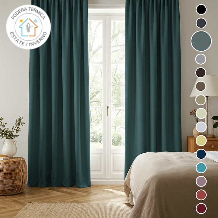 Tende oscuranti tinta unita per una camera raffinata