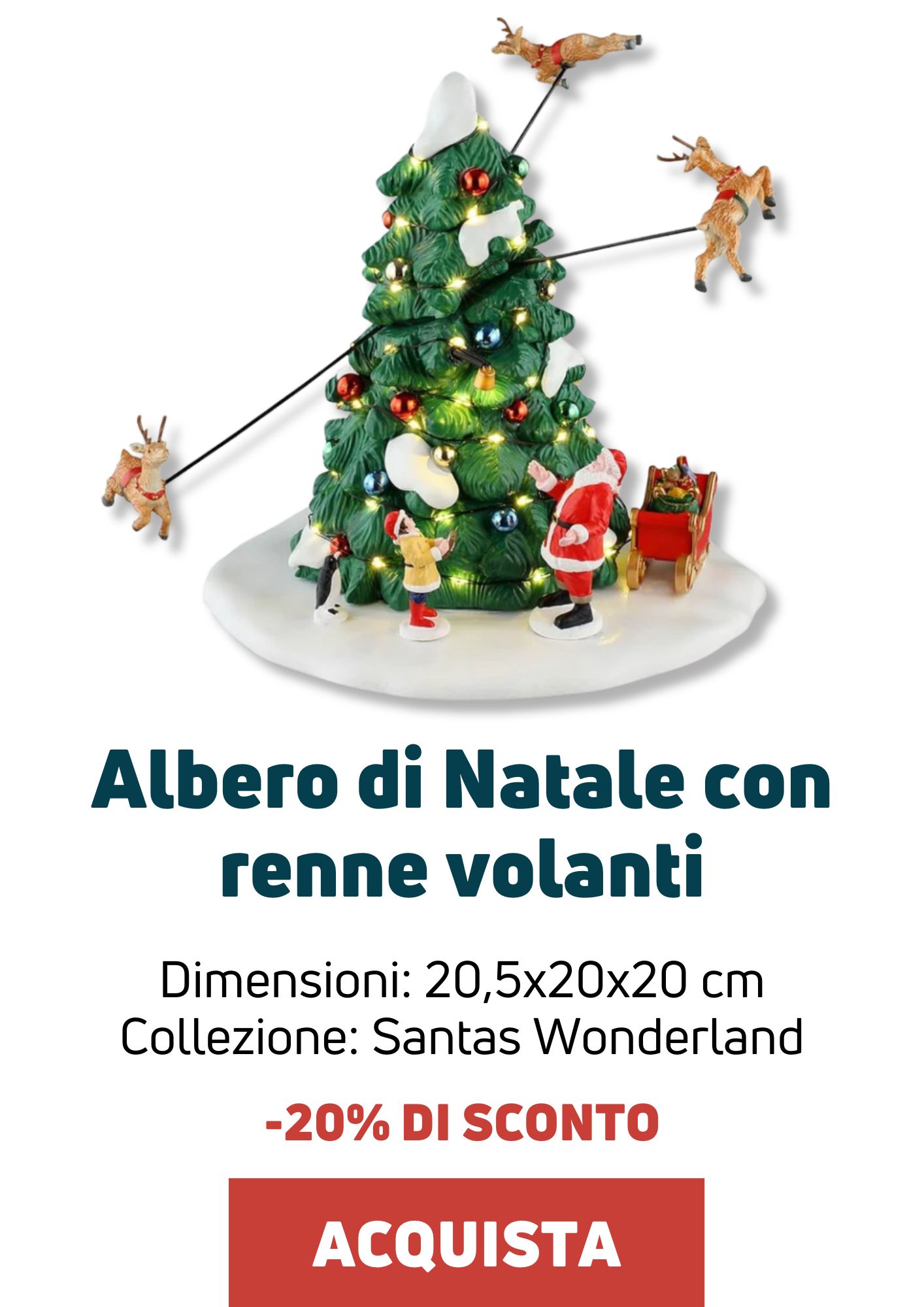 Albero con renne volanti Lemax | Perrone Shop