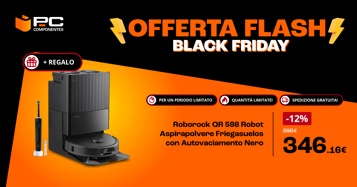 Roborock QR 598 Robot Aspirador Friegasuelos con Autovaciado Negro