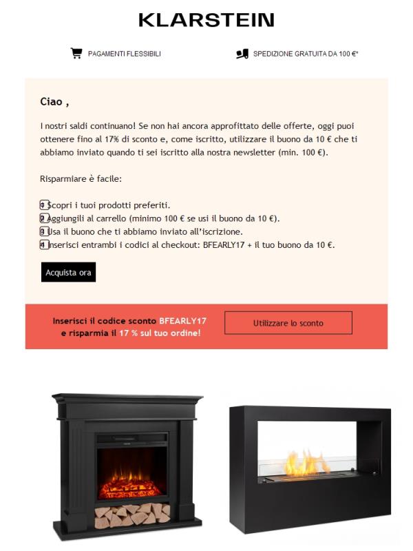 🔥 I saldi continuano! Fino al 17% di sconto + 10 € extra per te