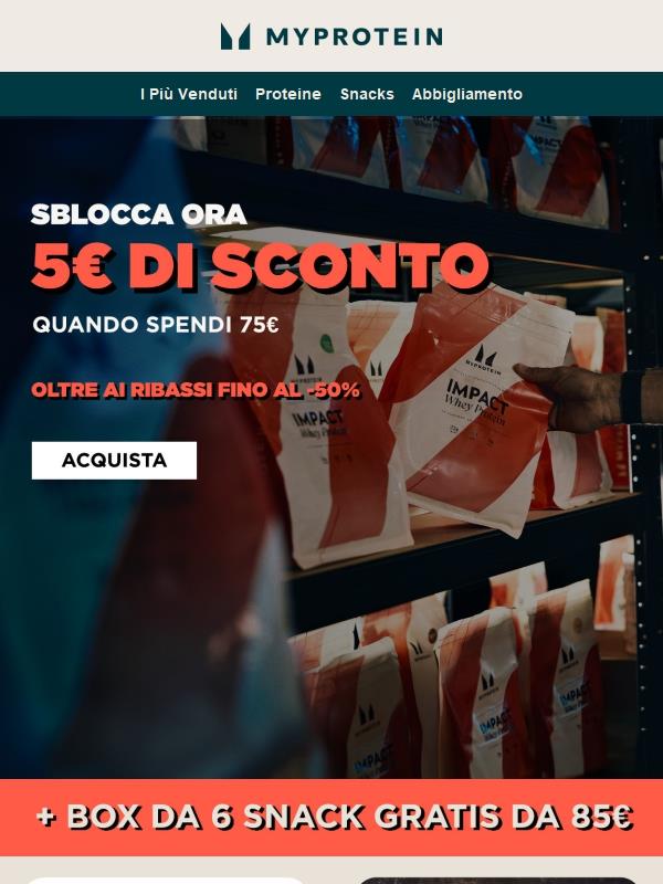 5€ di Sconto + 6 Snack Gratis 😋