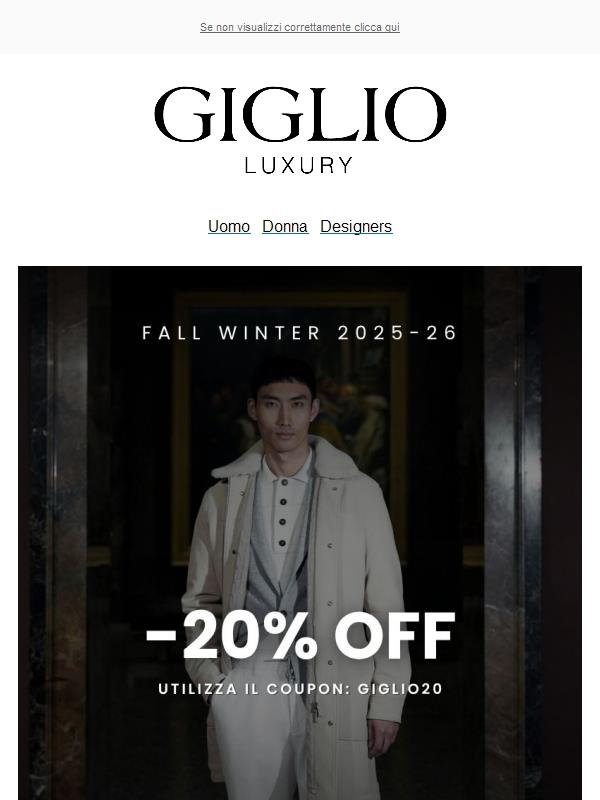 -20% OFF sulla FW25-26