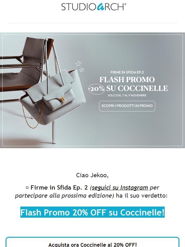 ⚡ Firme in Sfida Ep. 2 - Flash Promo -20% su Coccinelle!