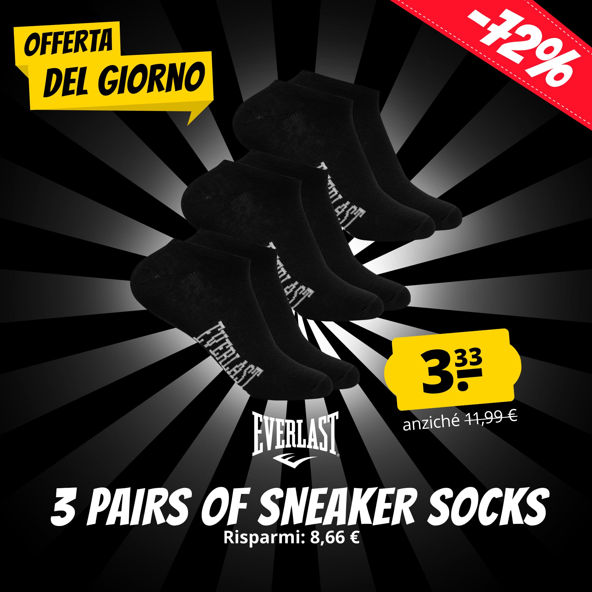 everlast calzini sneakers 3 paia