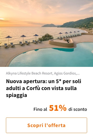 Nuova apertura: un 5* per soli adulti a Corfù con vista sulla spiaggia
