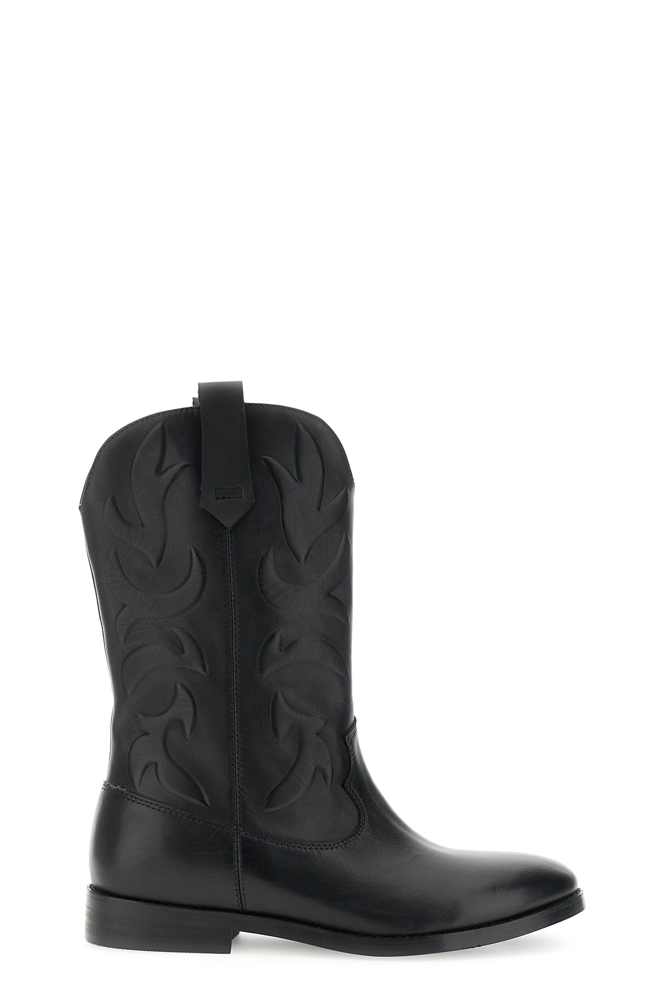 Image of tronchetti in pelle con disegno altorilievo nero