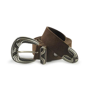 Cintura Donna in Camoscio Marrone con Fibbia Texana
