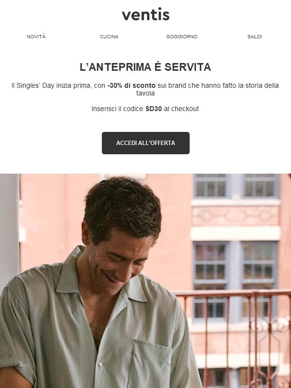 Anteprima Singles’ Day ✦ -30% sull’arte della tavola