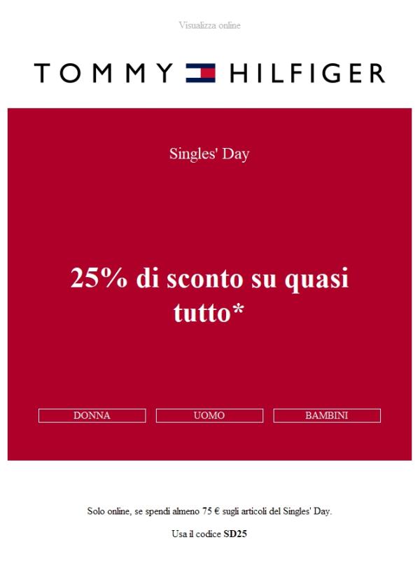 -25% sugli acquisti per il Singles' Day.