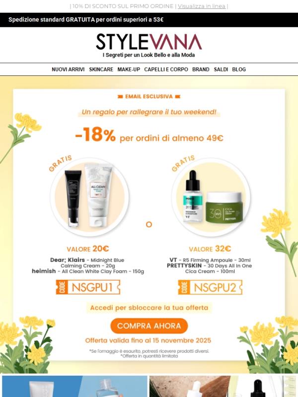 💥 Offerta del weekend: Scegli 1 tra 2 regali gratuiti, Affrettati!