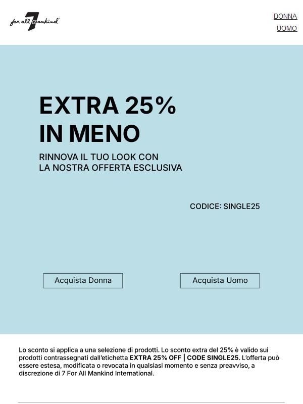 Singles’ Day | Extra 25% di sconto