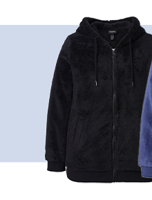 Giacca di morbido teddy con maniche lunghe e cappuccio