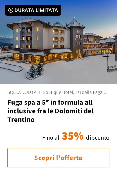 Fuga spa a 5* in formula all inclusive fra le Dolomiti del Trentino