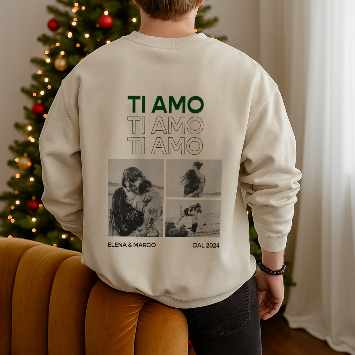 Image of Felpa Personalizzata con Foto in Bianco e Nero e Testo