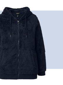 Giacca di morbido teddy con maniche lunghe e cappuccio