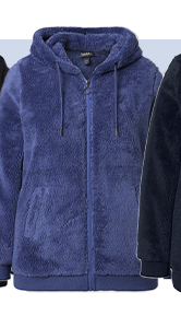 Giacca di morbido teddy con maniche lunghe e cappuccio